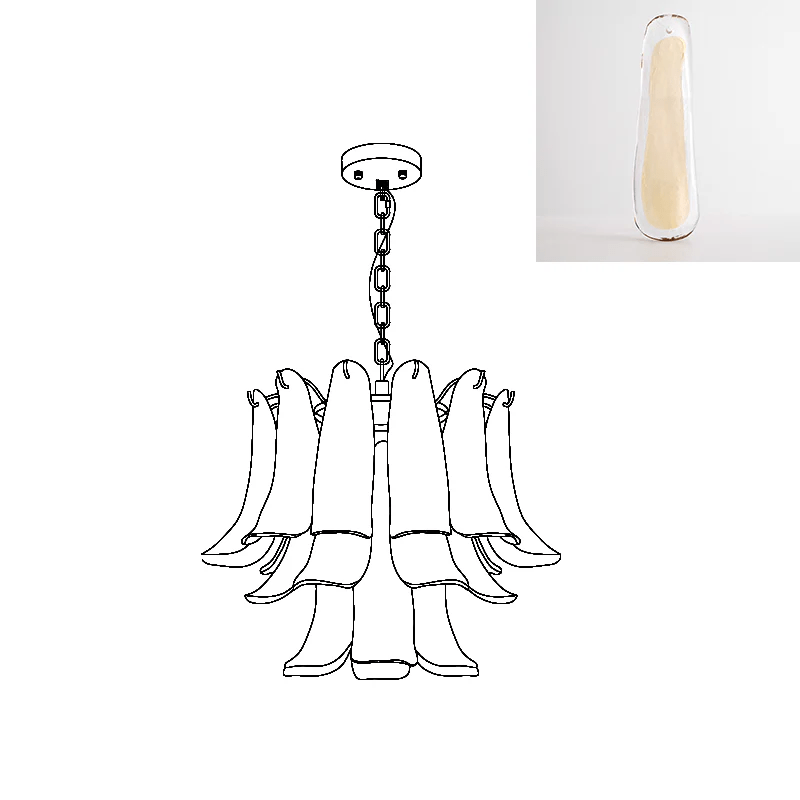 Elvess Chandelier Murano Glass Leaf Golden-Neutral Decor