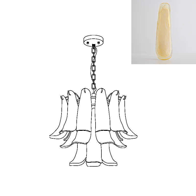 Elvess Chandelier Murano Glass Leaf Golden-Neutral Decor