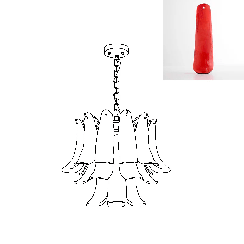 Elvess Chandelier Murano Glass Leaf Golden-Neutral Decor