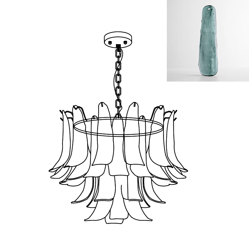 Elvess Chandelier Murano Glass Leaf Golden-Neutral Decor