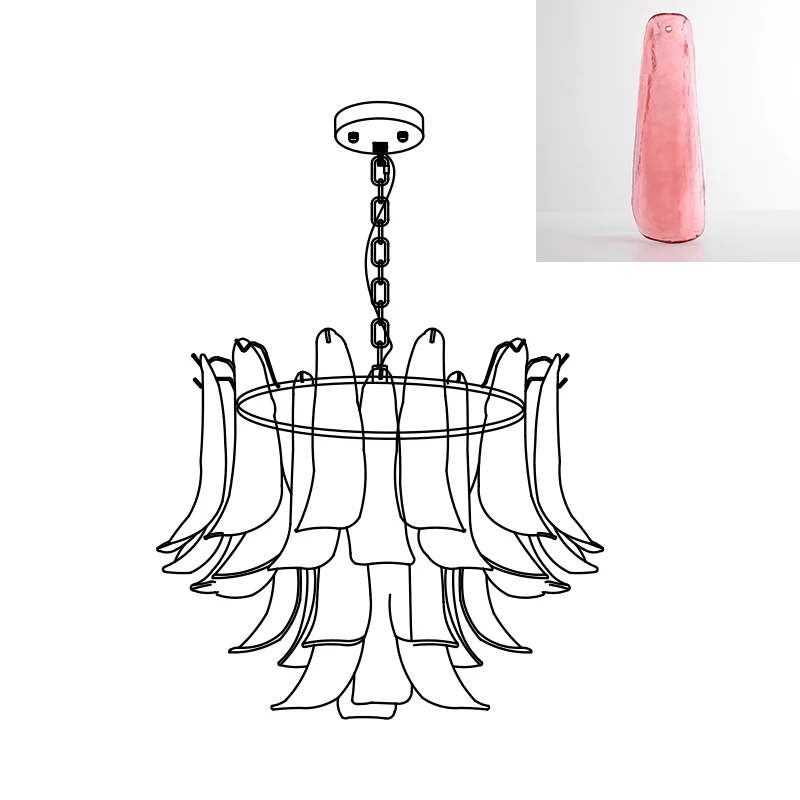 Elvess Chandelier Murano Glass Leaf Golden-Neutral Decor