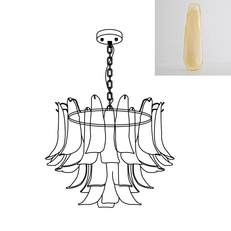 Elvess Chandelier Murano Glass Leaf Golden-Neutral Decor