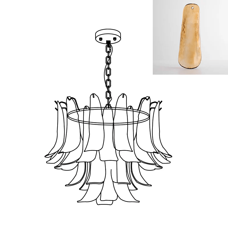 Elvess Chandelier Murano Glass Leaf Golden-Neutral Decor
