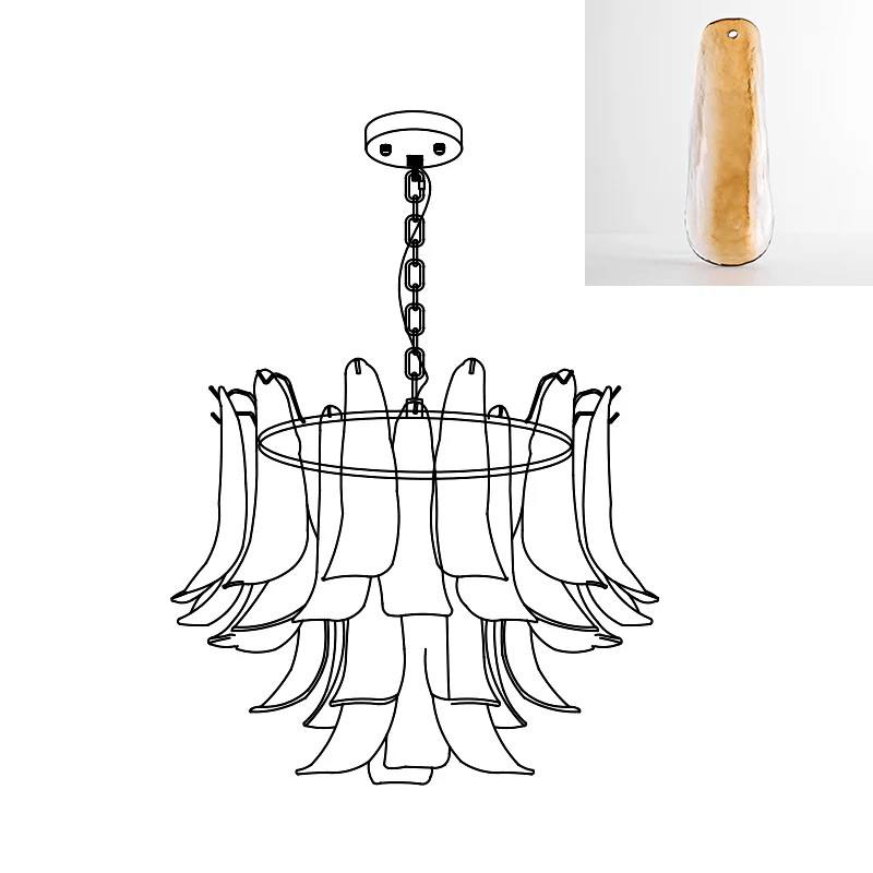Elvess Chandelier Murano Glass Leaf Golden-Neutral Decor