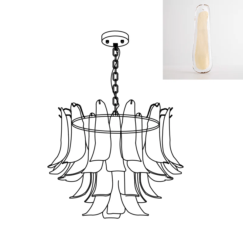 Elvess Chandelier Murano Glass Leaf Golden-Neutral Decor