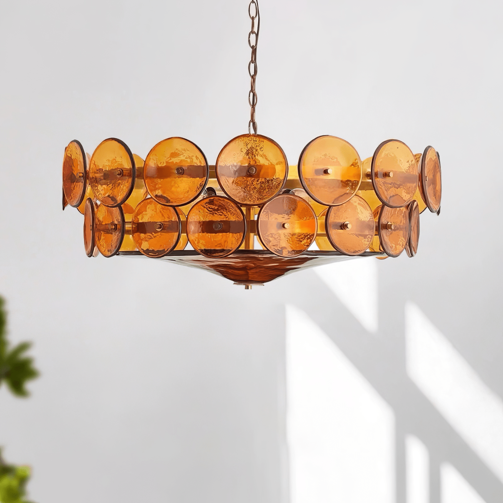 Aurora Chandelier Murano Glass Disc Vintage-Neutral Decor
