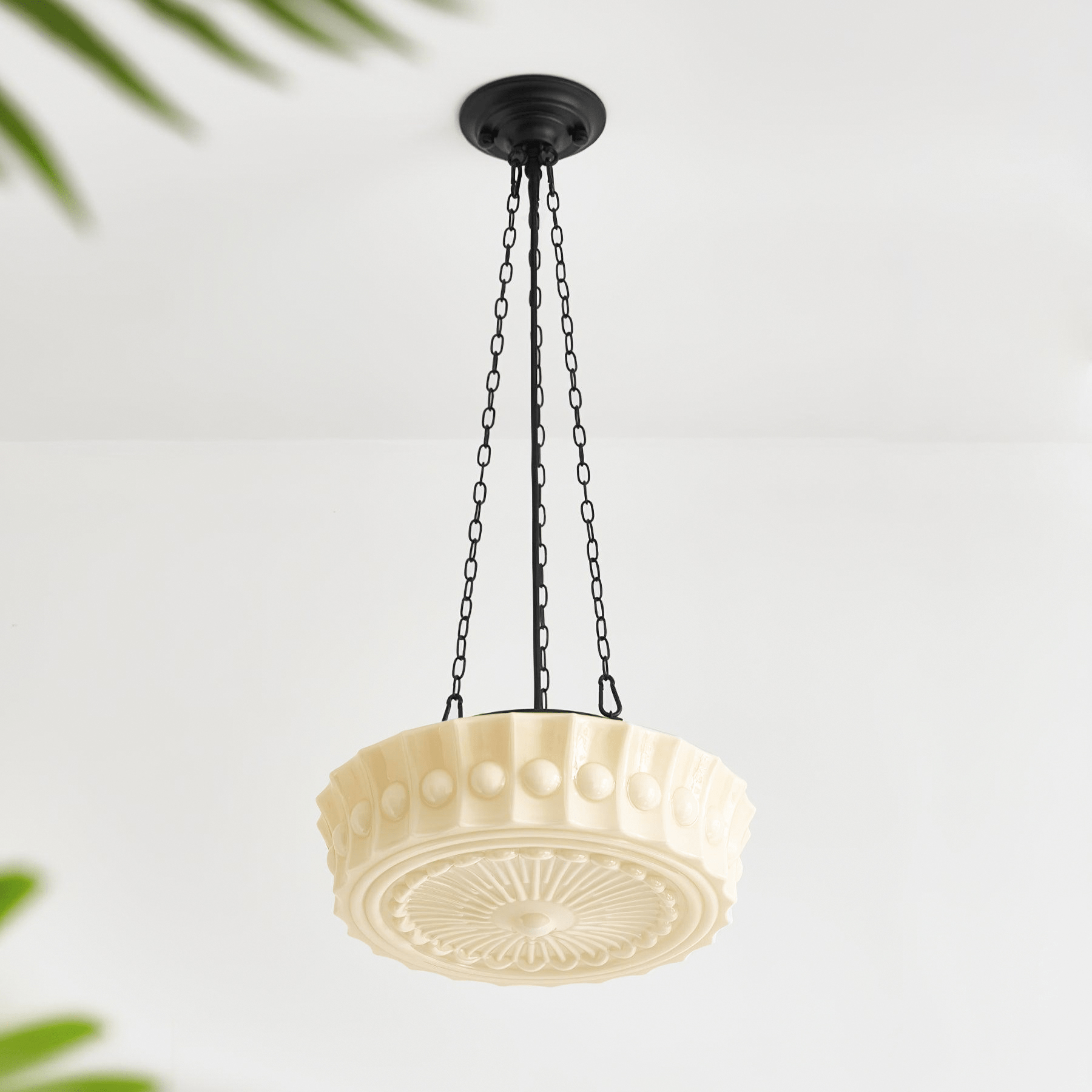 Sirixon Pendant Lamp Chain White Glass-Neutral Decor