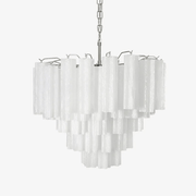 Aurora Chandelier Frosted Murano Glass Tiered Cascade-Neutral Decor