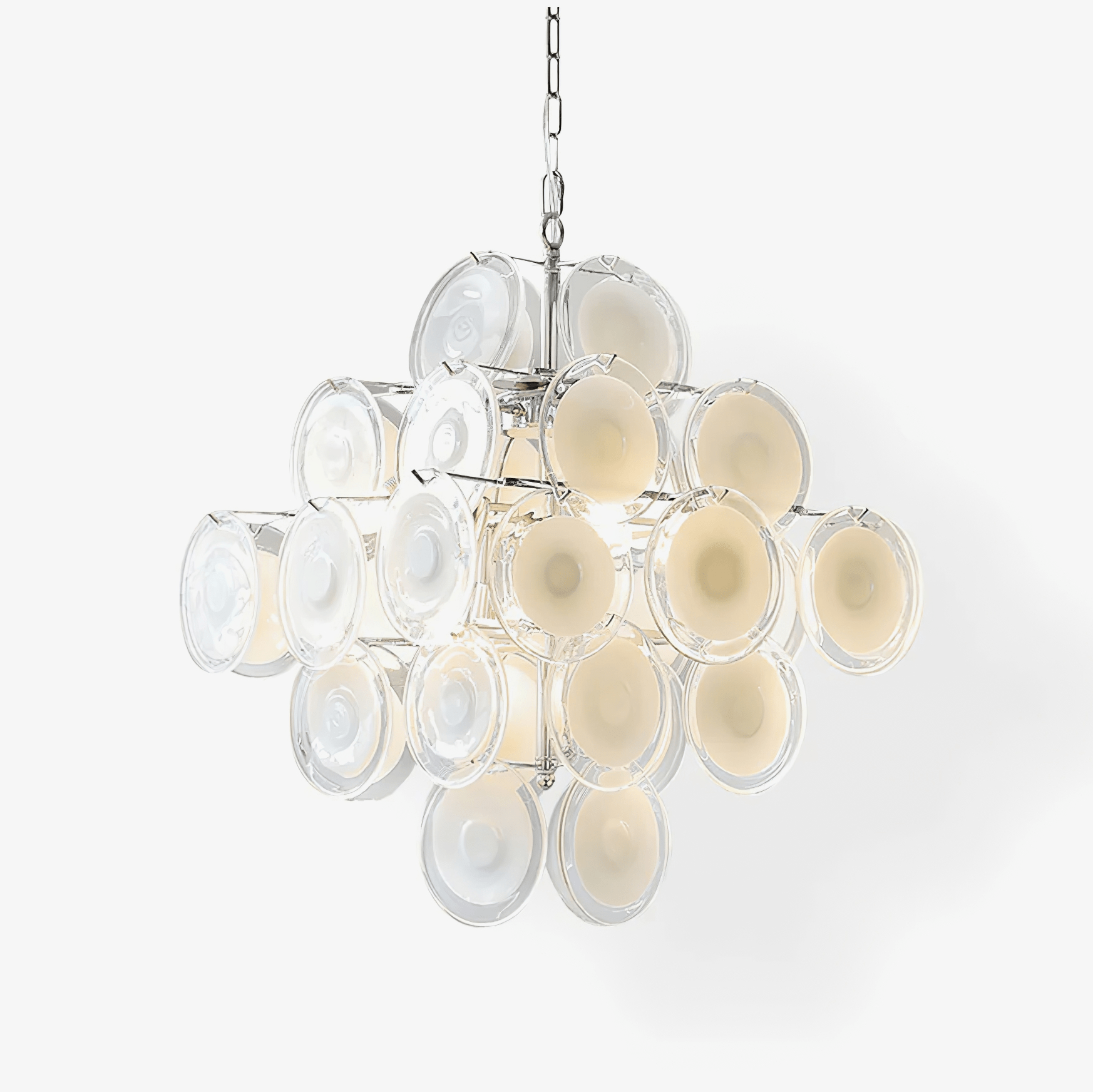 Aurora Chandelier White Murano Glass Discs Cluster-Neutral Decor