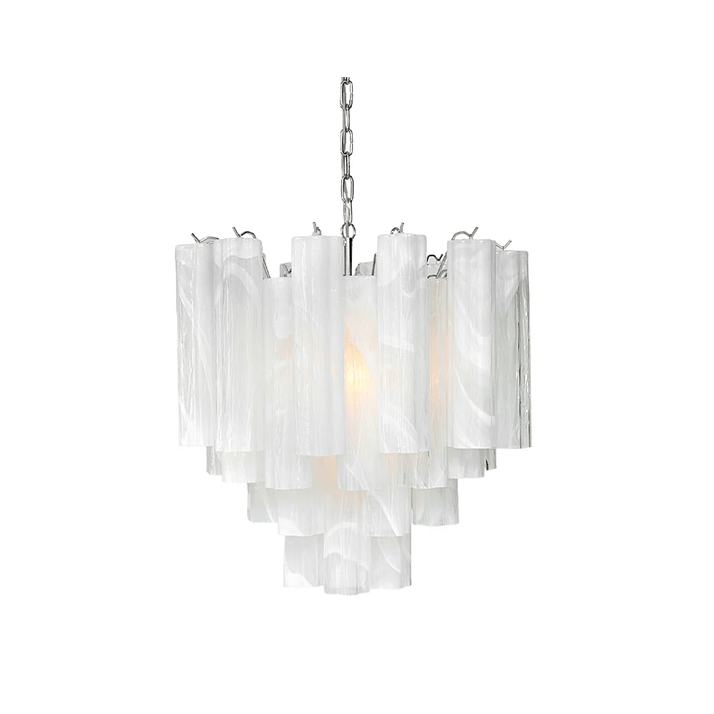 Aurora Chandelier Frosted Glass Tubes Layered Minimalist-Neutral Decor