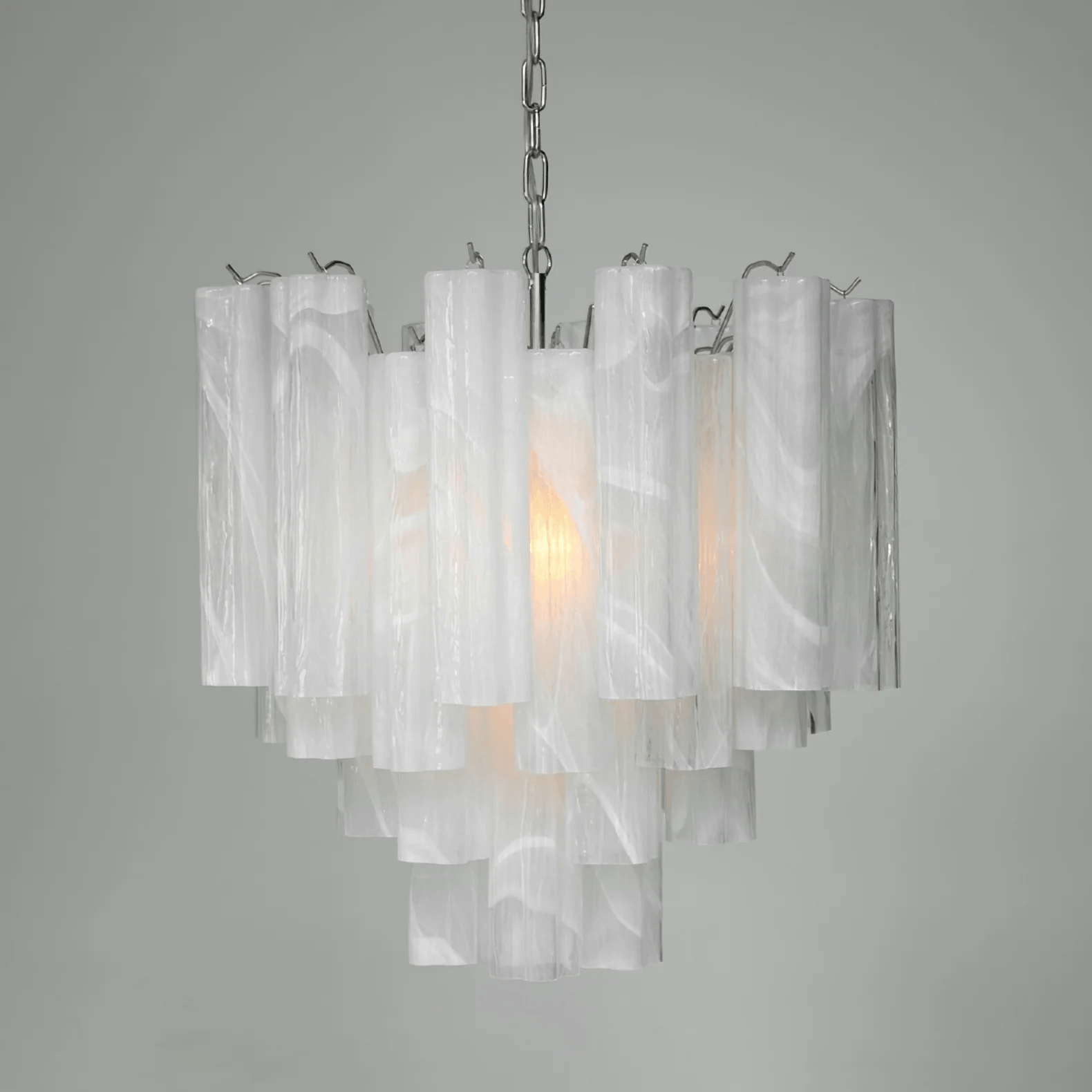Aurora Chandelier Frosted Glass Tubes Layered Minimalist-Neutral Decor