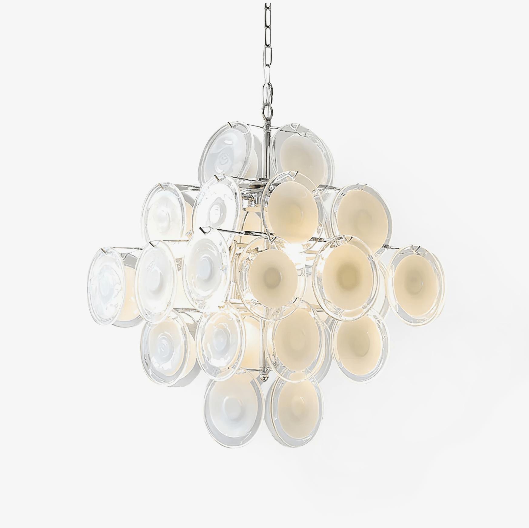 Aurora Chandelier White Murano Glass Discs Cluster-Neutral Decor