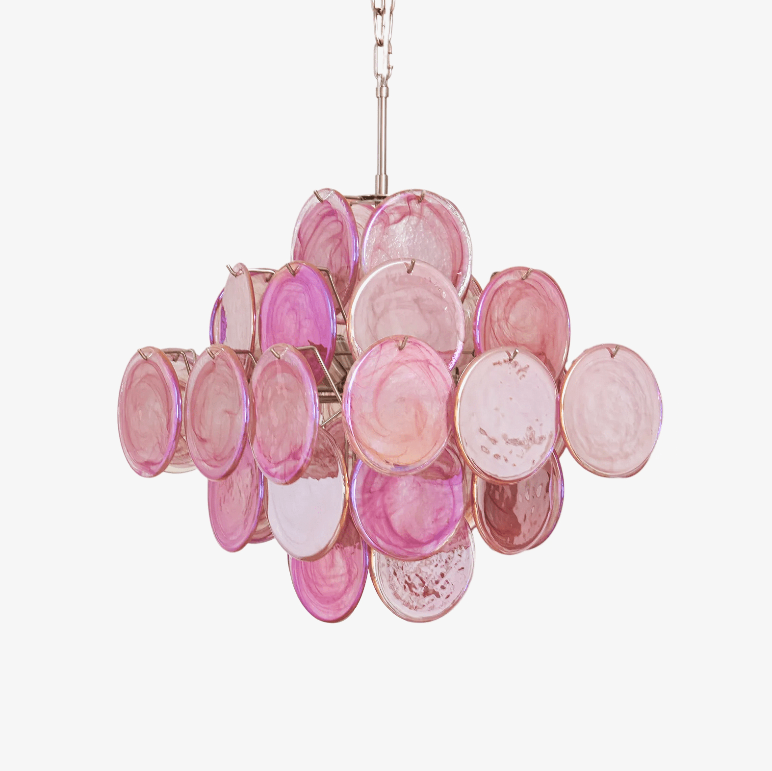 Aurora Chandelier Pink Glass Disc Layered Romantic-Neutral Decor