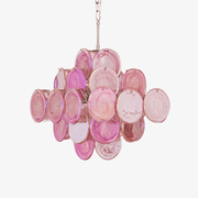 Aurora Chandelier Pink Glass Disc Layered Romantic-Neutral Decor
