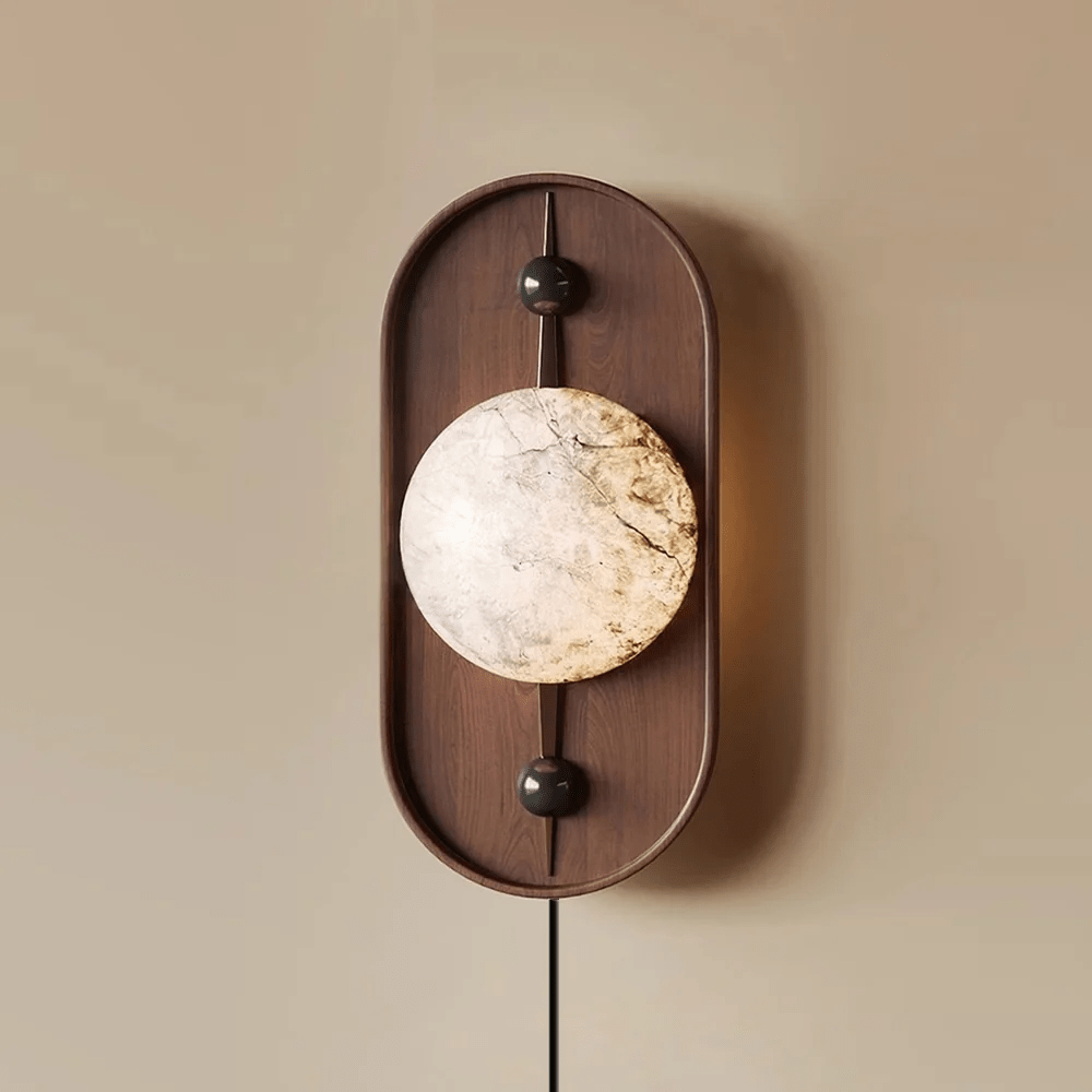 Lyvaran Oval Alabaster Wood Wall Light-Neutral Decor