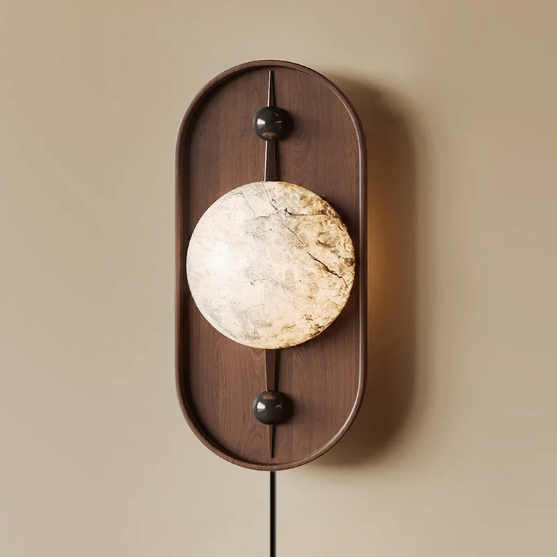 Lyvaran Oval Alabaster Wood Wall Light-Neutral Decor