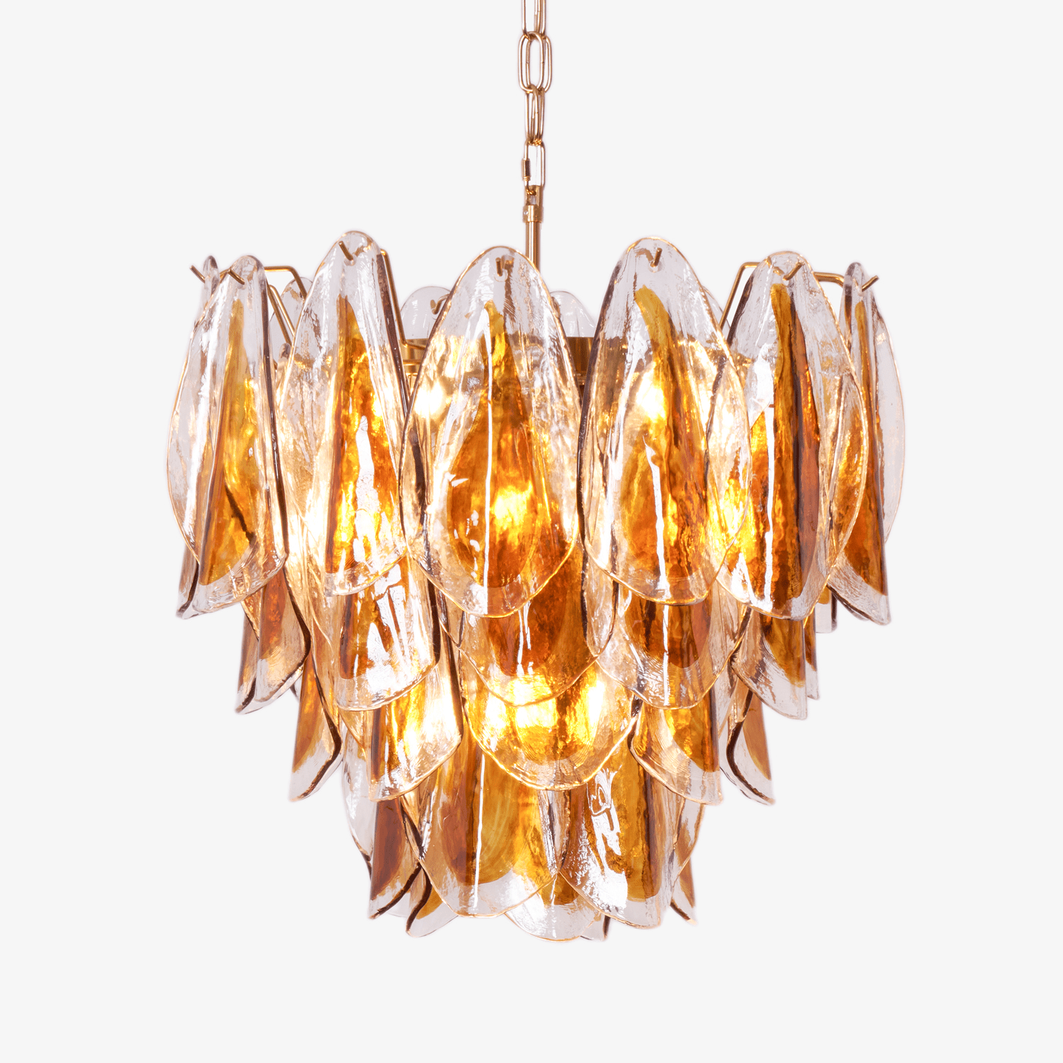 Aurora Chandelier Amber Leaf Glass Layered Organic Warmth-Neutral Decor