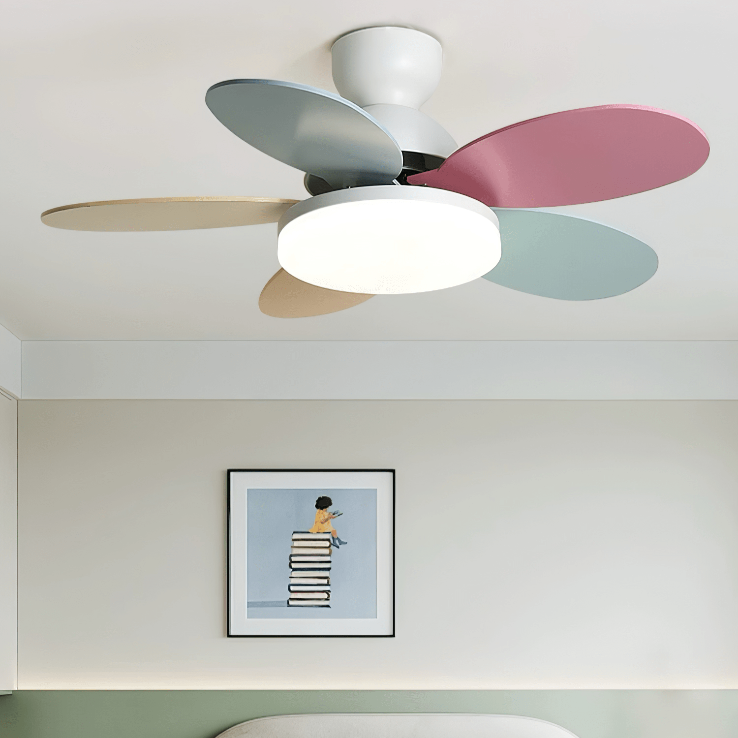 Liora Colorful Glass Kids Ceiling Fan Light-Neutral Decor