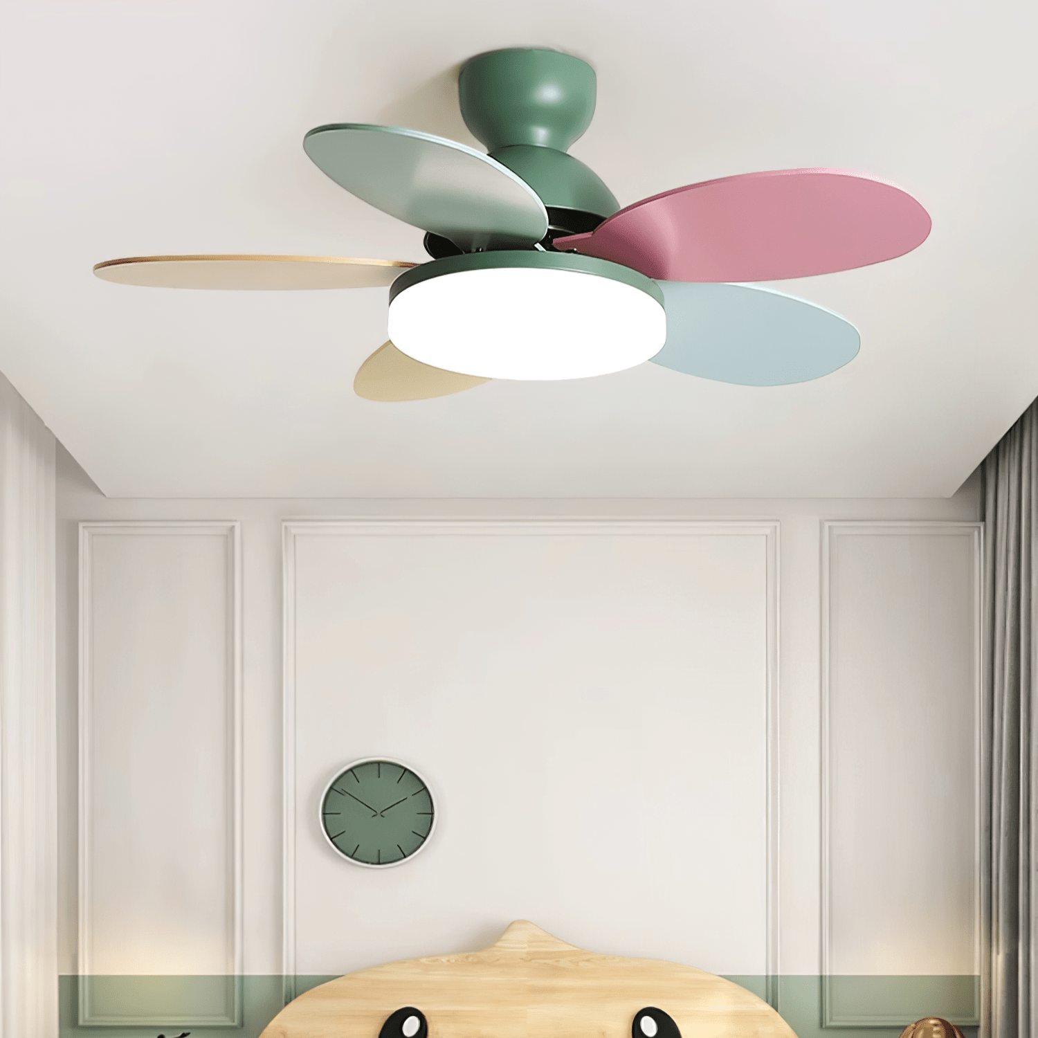 Liora Colorful Glass Kids Ceiling Fan Light-Neutral Decor
