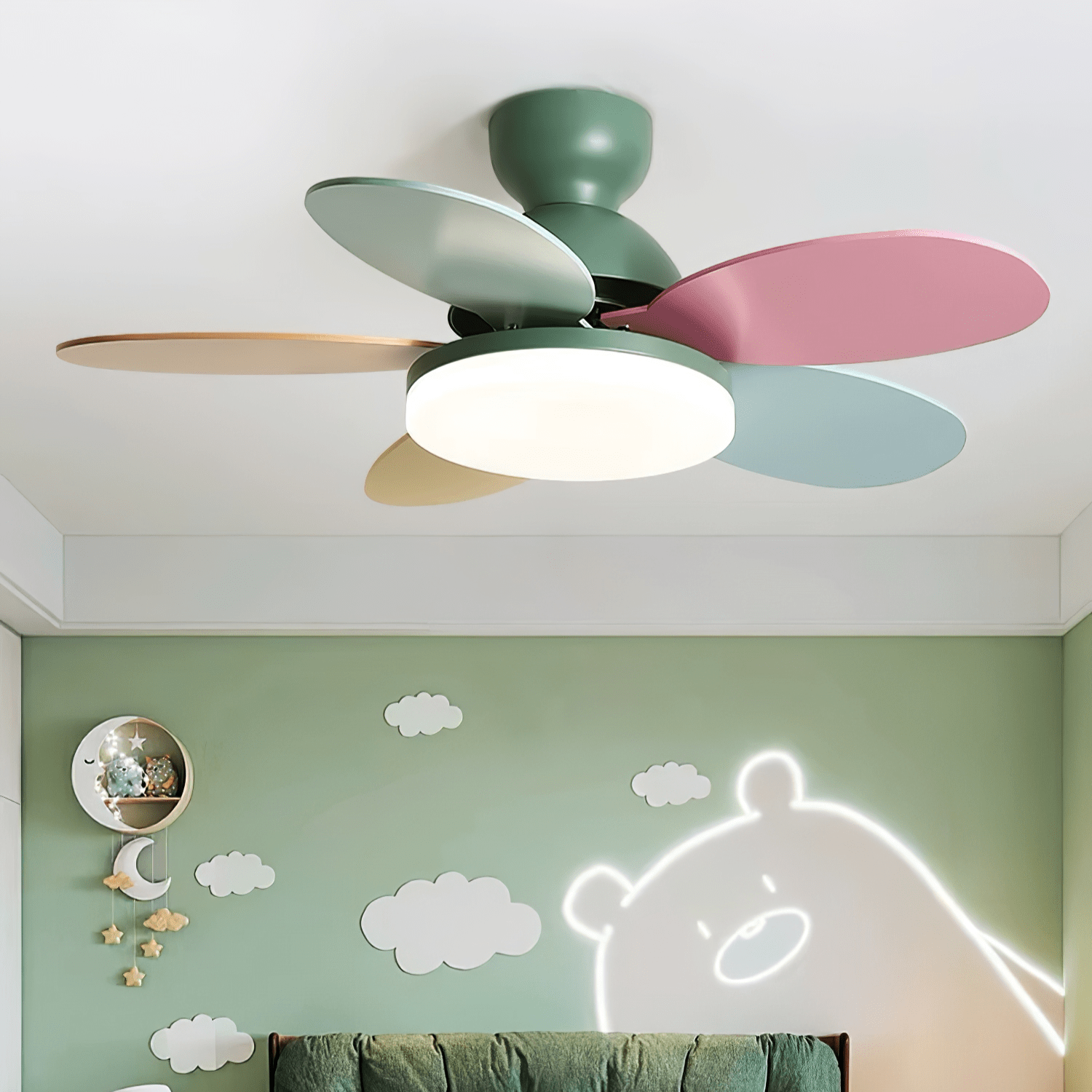 Liora Colorful Glass Kids Ceiling Fan Light-Neutral Decor