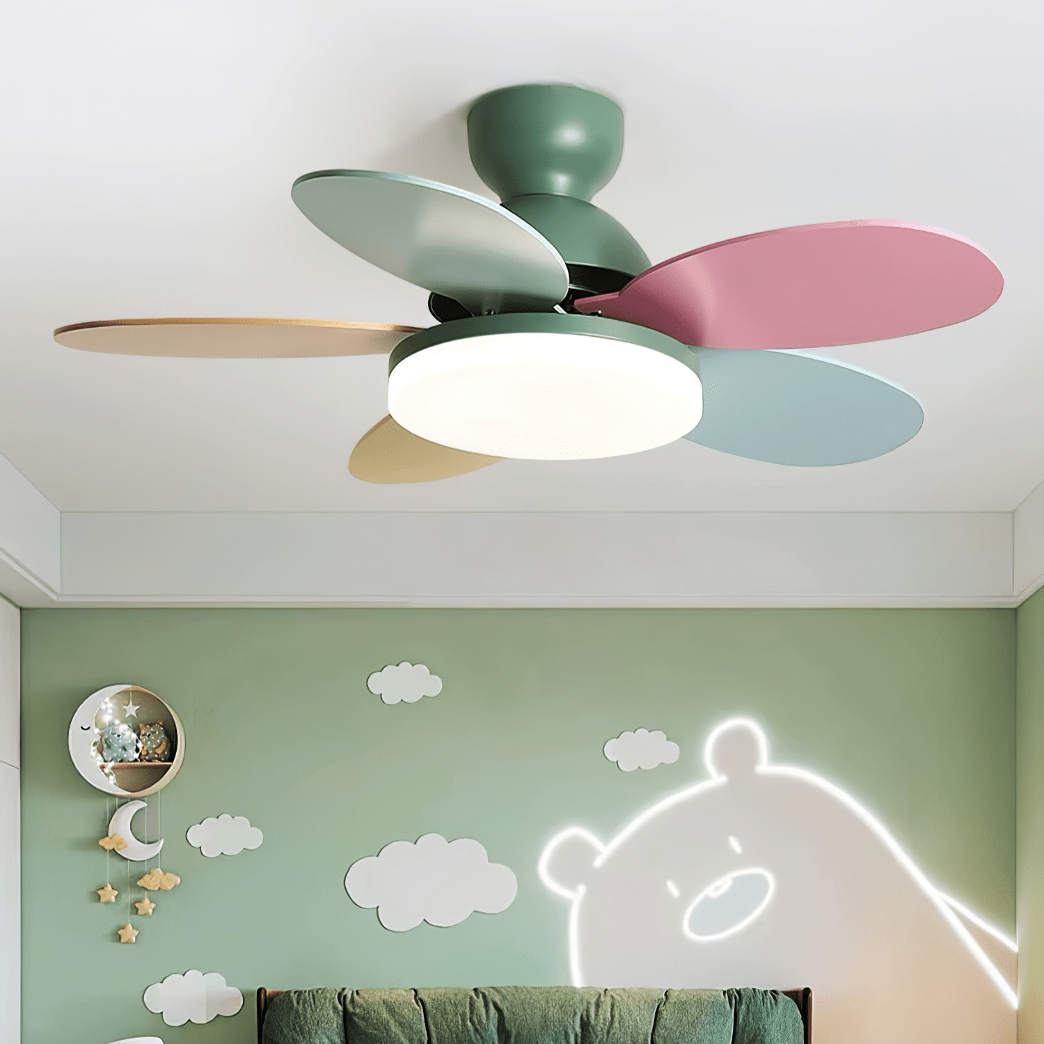 Liora Colorful Glass Kids Ceiling Fan Light-Neutral Decor