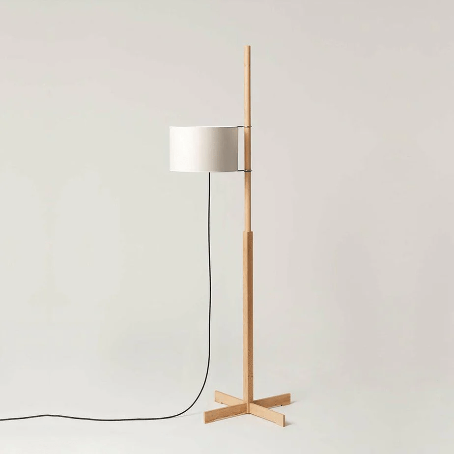 Jex Wood Fabric Floor Lamp-Neutral Decor