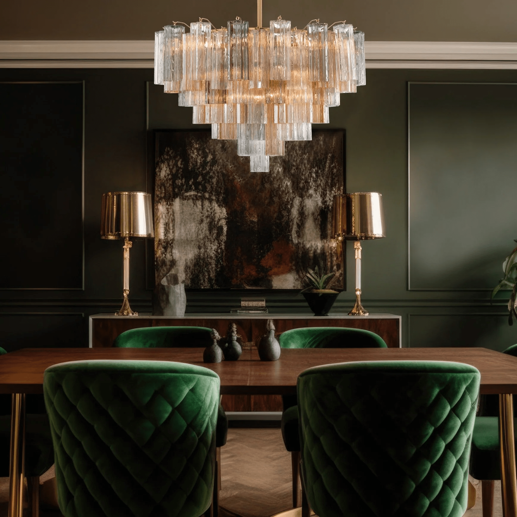 Bop Chandelier Virella Murano Glass Tube Luxury-Neutral Decor