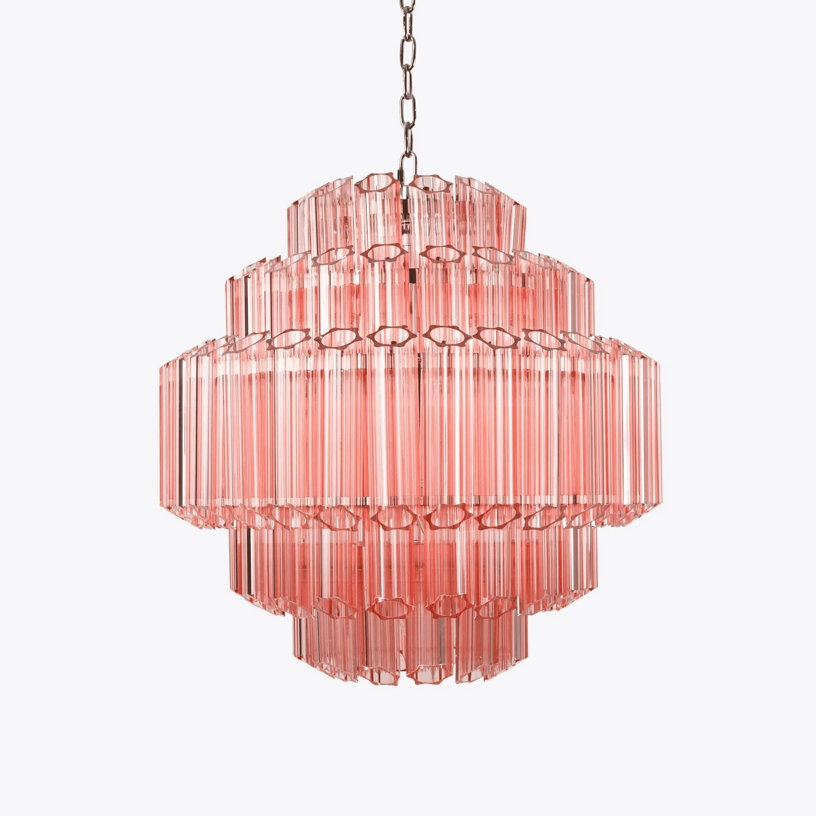 Aurora Chandelier Pink Glass Tube Layered Diamond-Neutral Decor