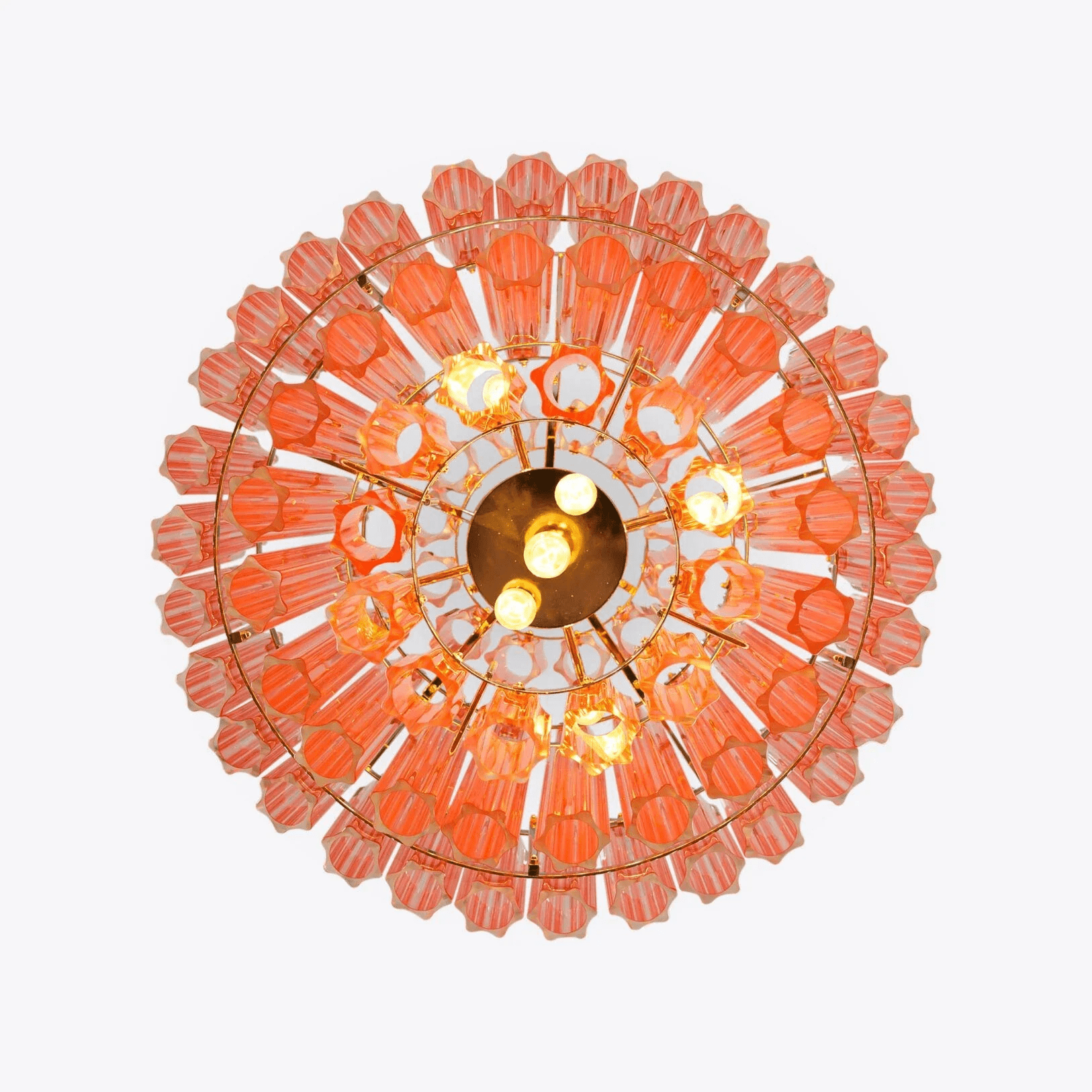 Aurora Chandelier Pink Glass Tube Layered Diamond-Neutral Decor