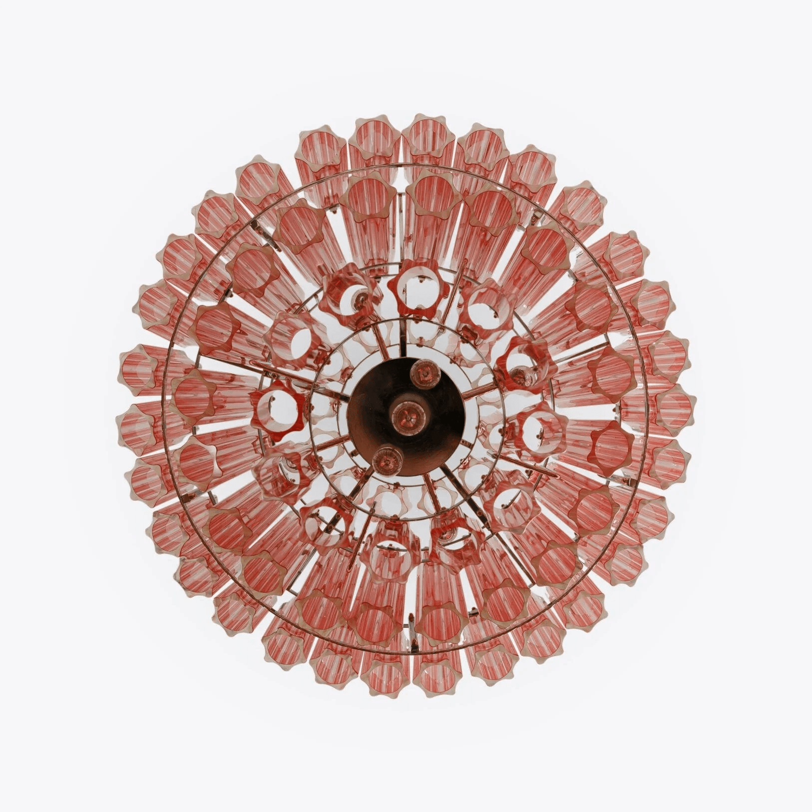 Aurora Chandelier Pink Glass Tube Layered Diamond-Neutral Decor