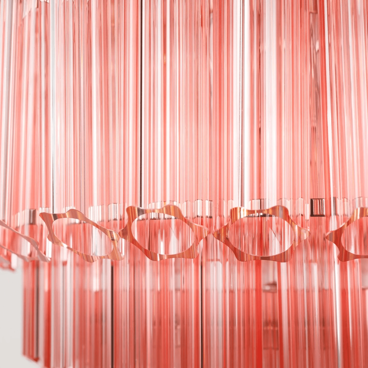Aurora Chandelier Pink Glass Tube Layered Diamond-Neutral Decor