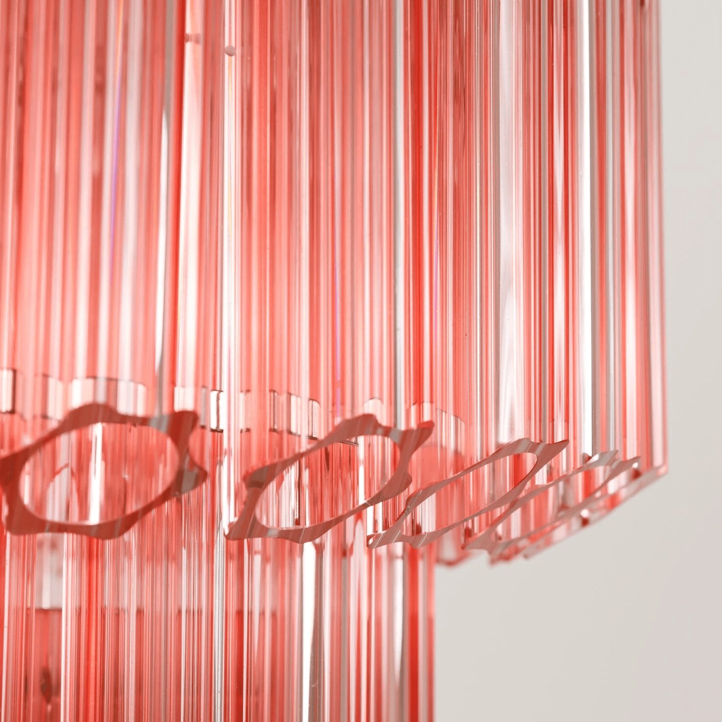 Aurora Chandelier Pink Glass Tube Layered Diamond-Neutral Decor
