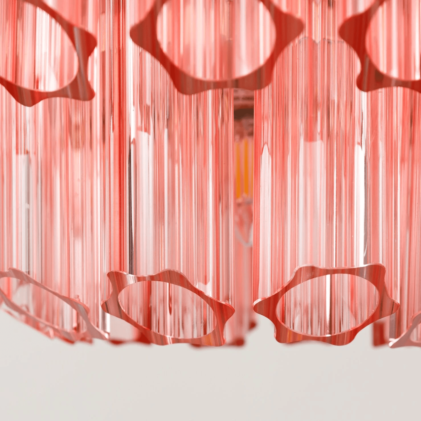 Aurora Chandelier Pink Glass Tube Layered Diamond-Neutral Decor