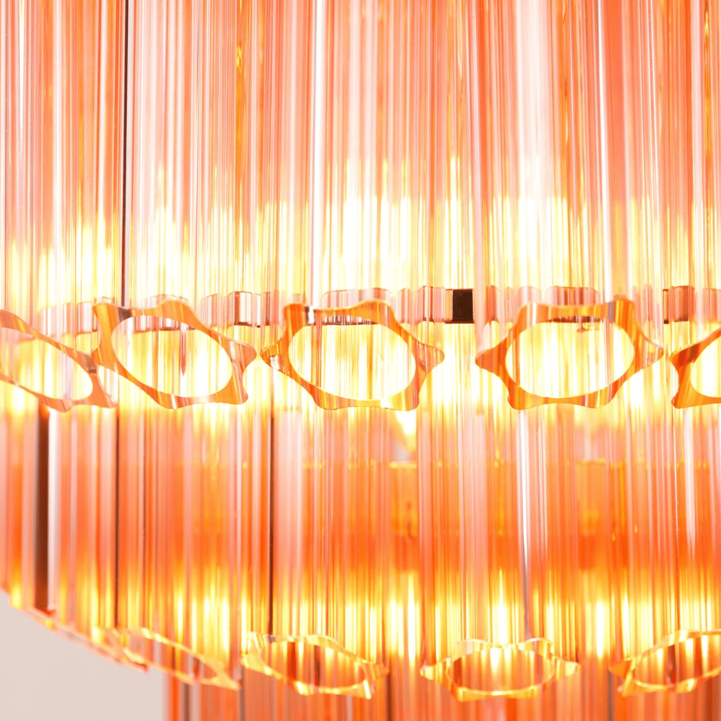 Aurora Chandelier Pink Glass Tube Layered Diamond-Neutral Decor