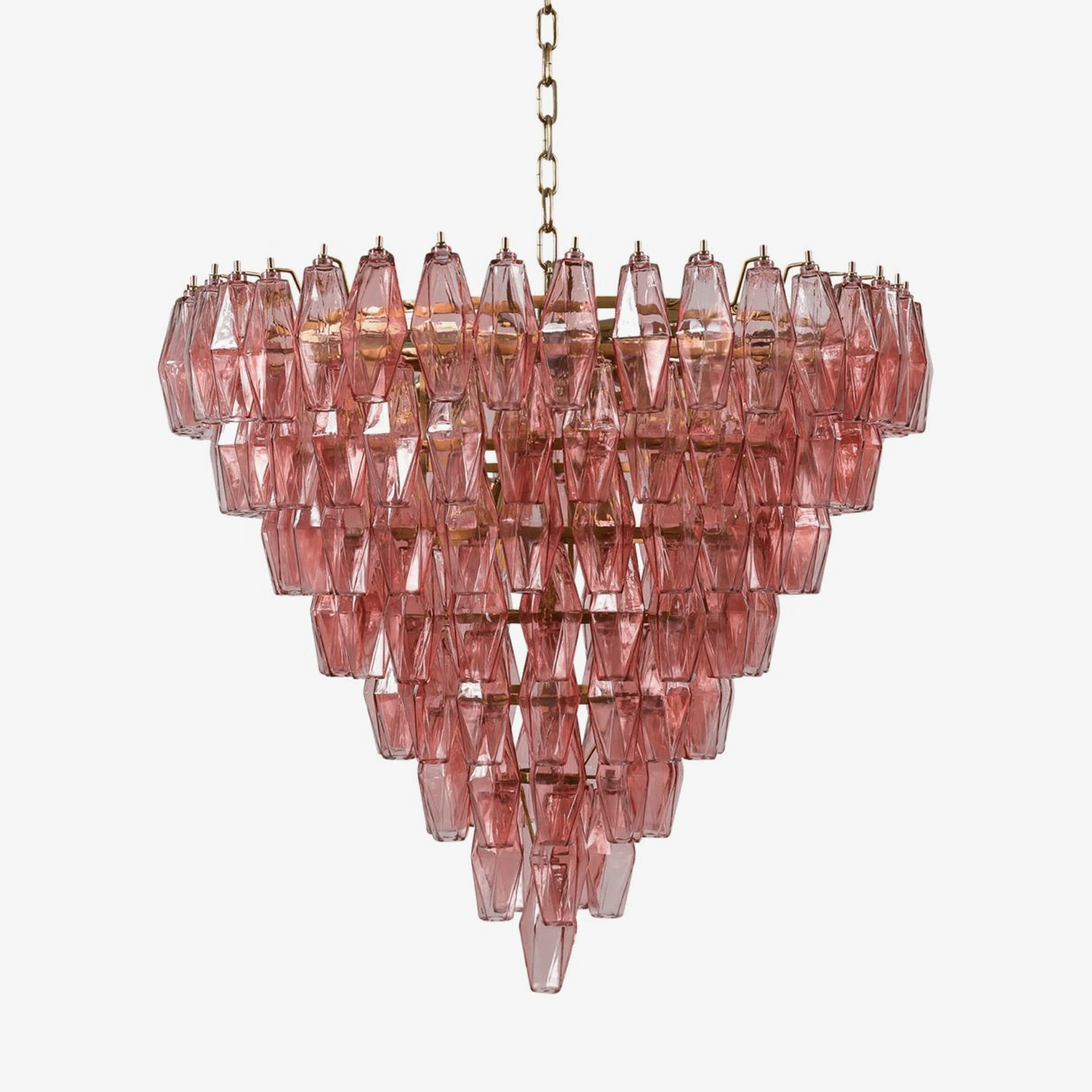 Aurora Chandelier Pink Faceted Glass Layered Vintage-Neutral Decor