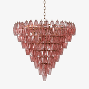 Aurora Chandelier Pink Faceted Glass Layered Vintage-Neutral Decor