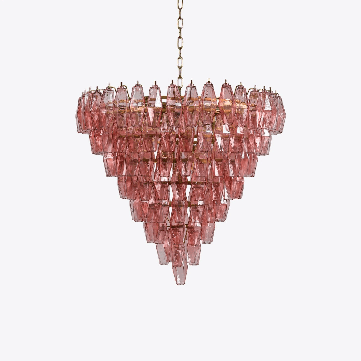Aurora Chandelier Pink Faceted Glass Layered Vintage-Neutral Decor