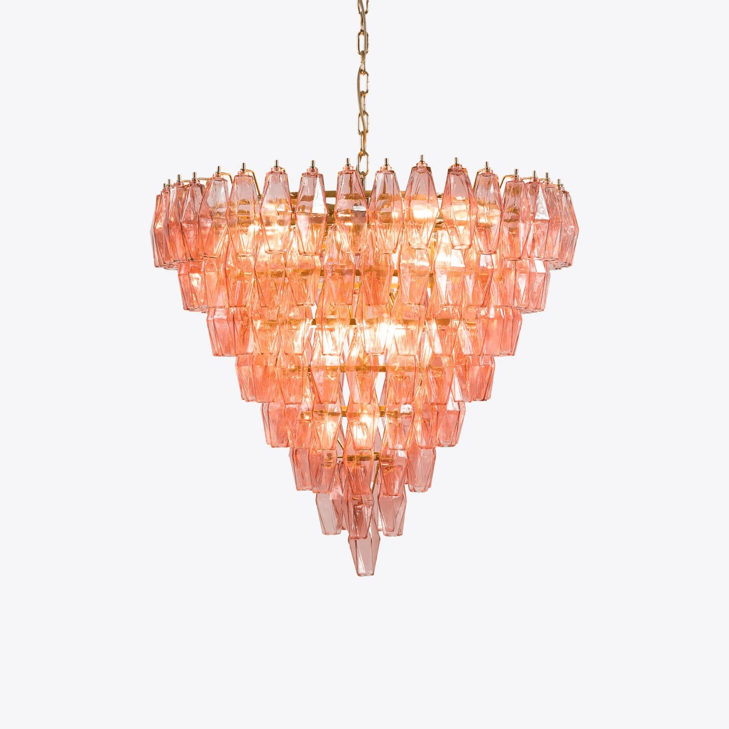 Aurora Chandelier Pink Faceted Glass Layered Vintage-Neutral Decor
