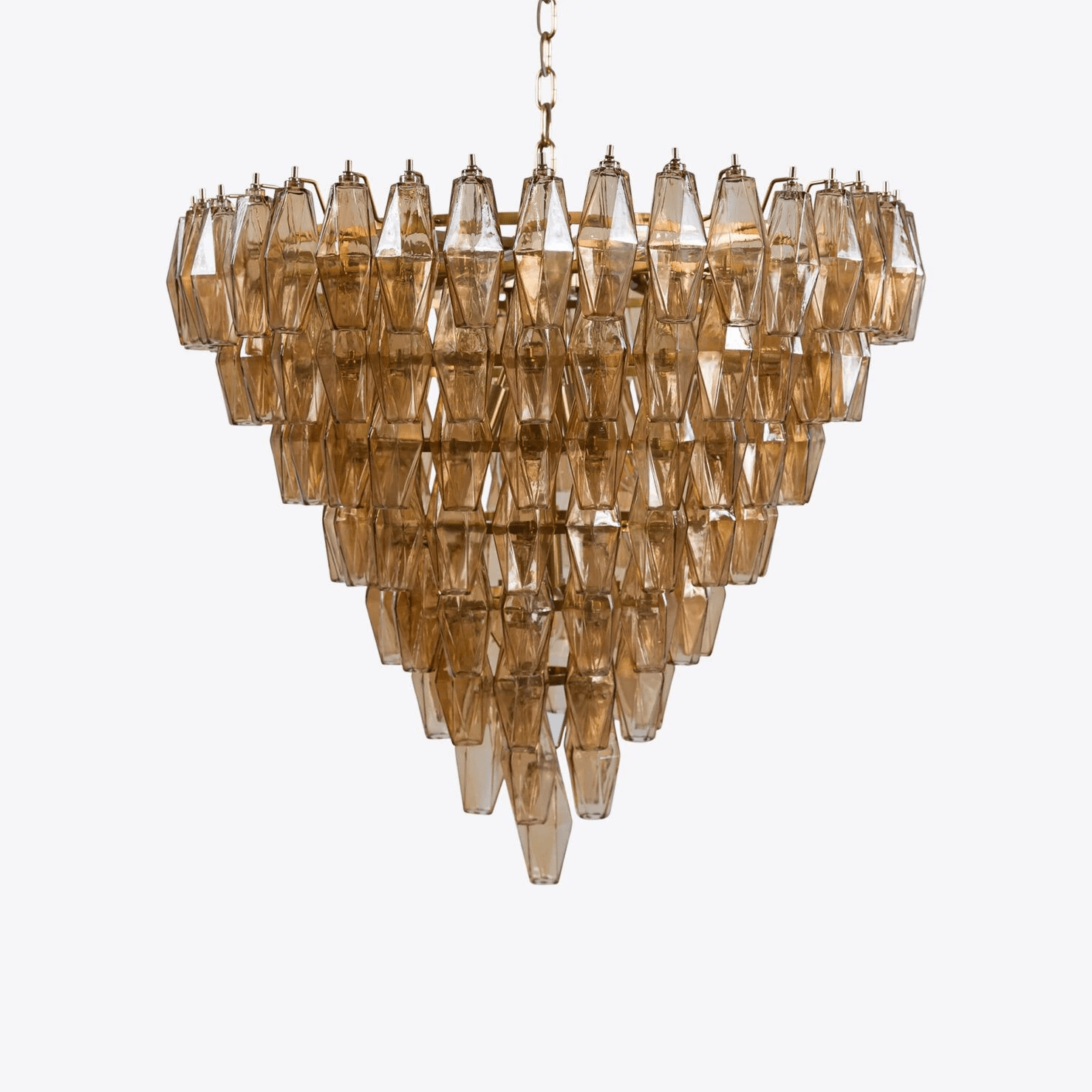 Aurora Chandelier Pink Faceted Glass Layered Vintage-Neutral Decor