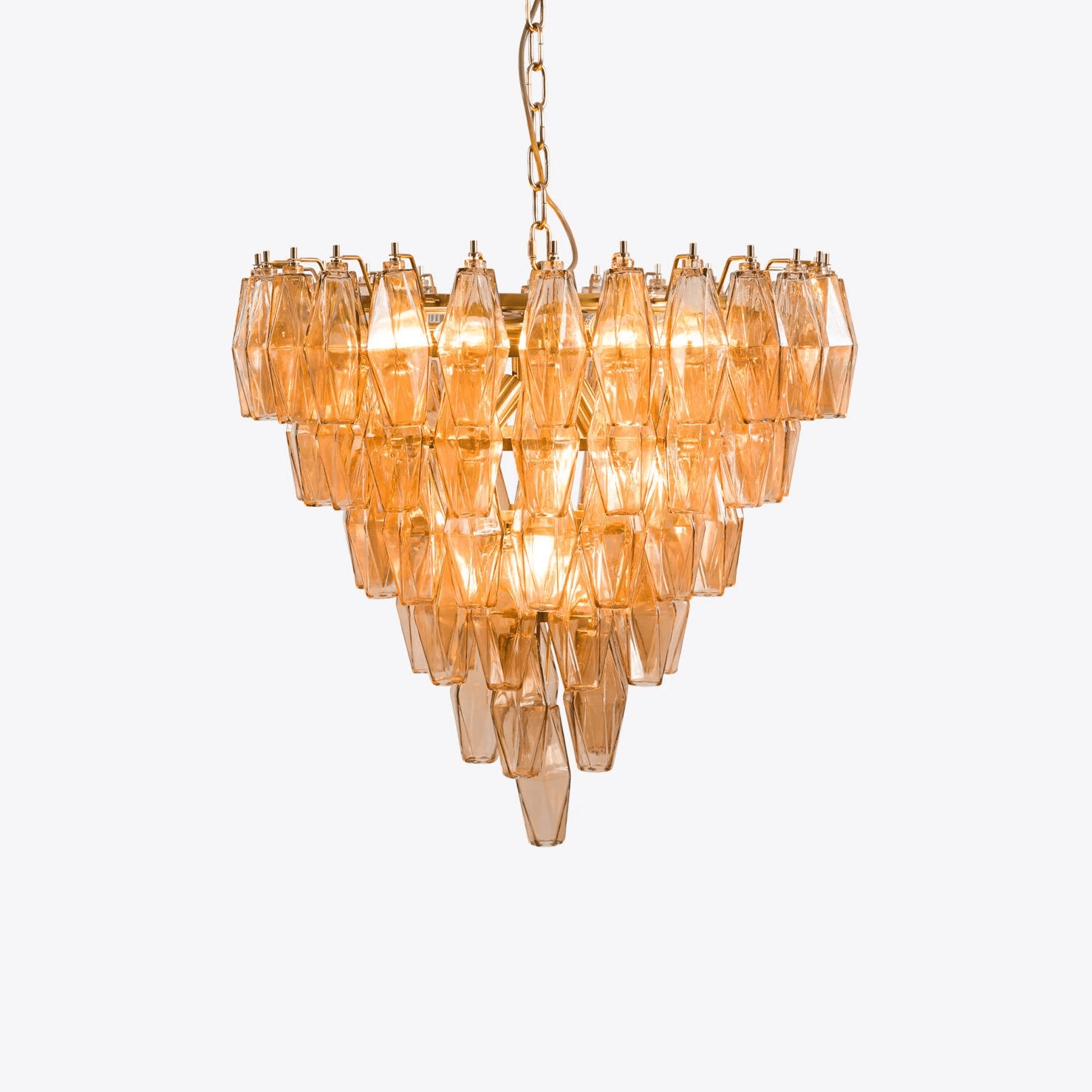 Aurora Chandelier Pink Faceted Glass Layered Vintage-Neutral Decor