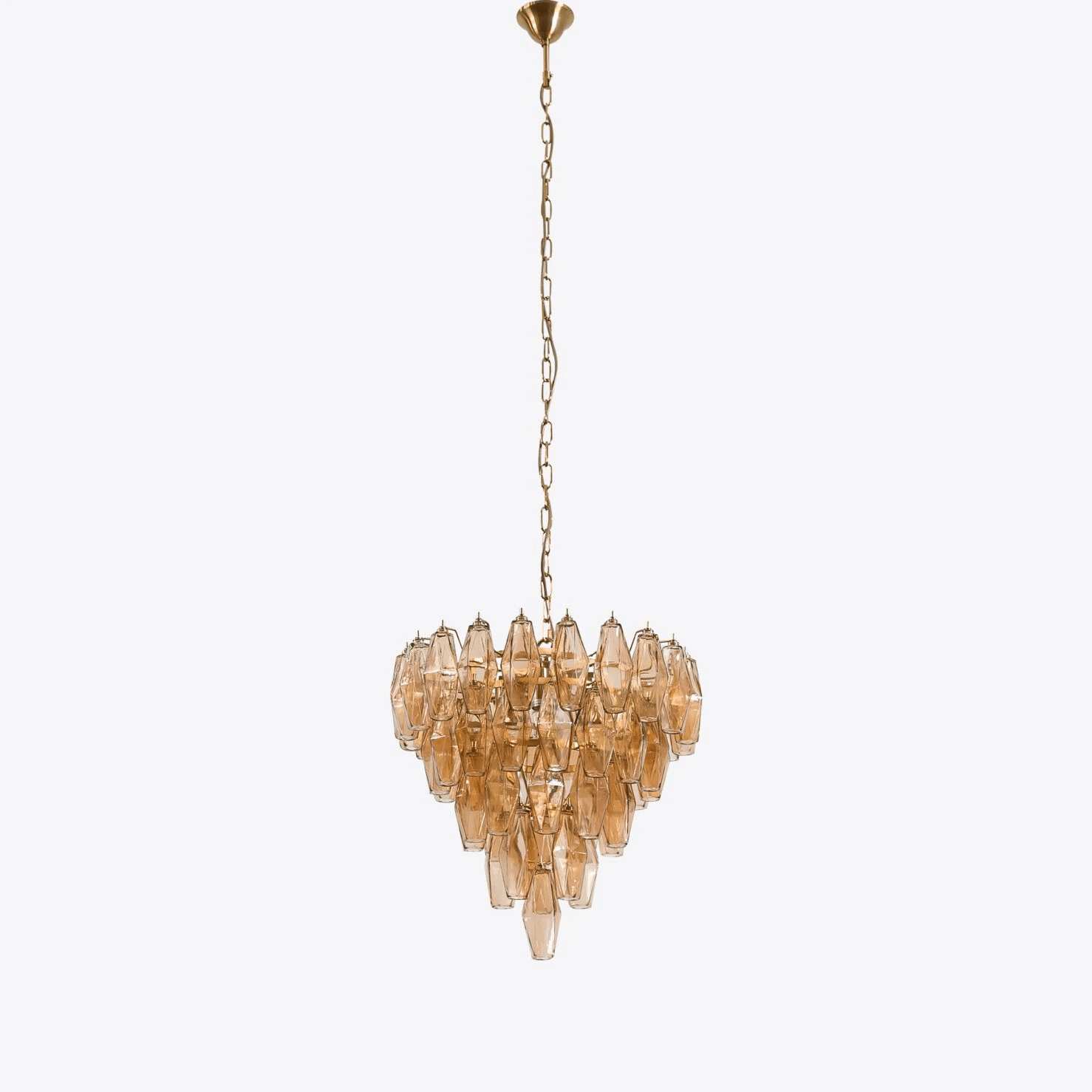Aurora Chandelier Pink Faceted Glass Layered Vintage-Neutral Decor
