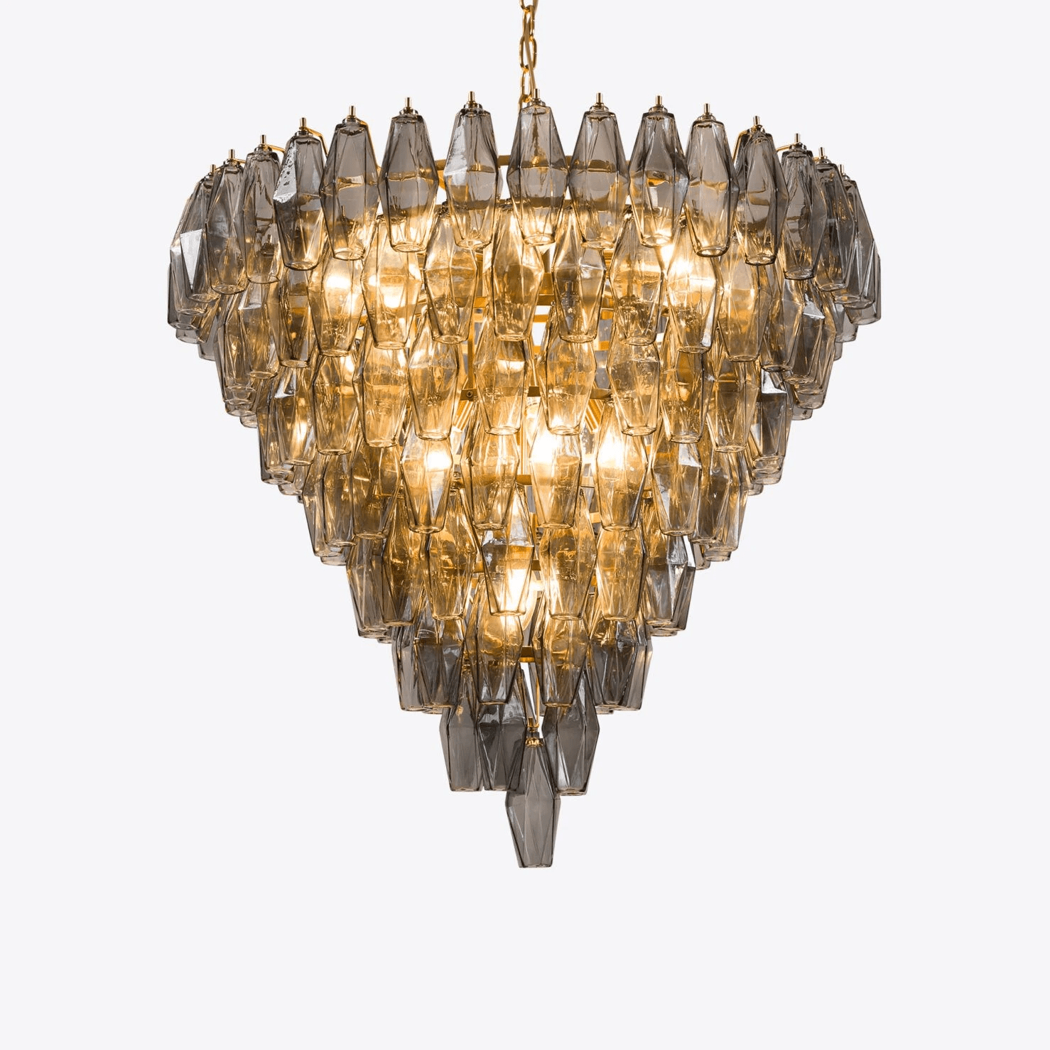Aurora Chandelier Pink Faceted Glass Layered Vintage-Neutral Decor