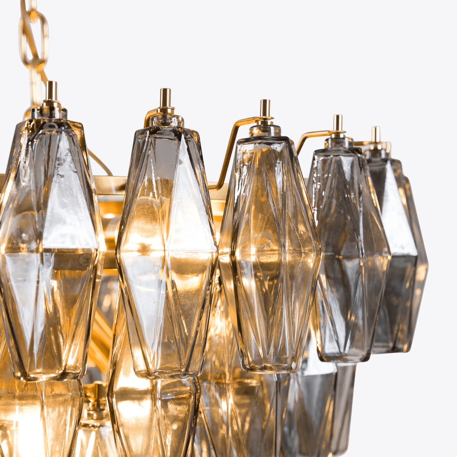 Aurora Chandelier Pink Faceted Glass Layered Vintage-Neutral Decor