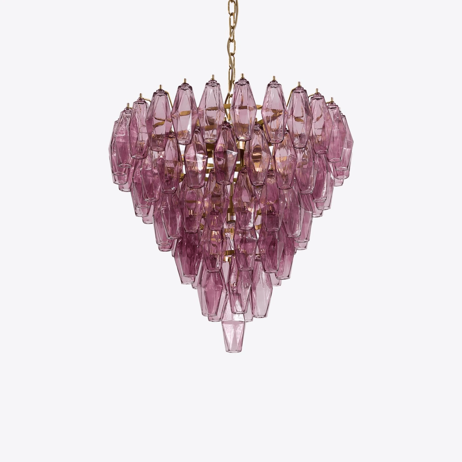 Aurora Chandelier Pink Faceted Glass Layered Vintage-Neutral Decor