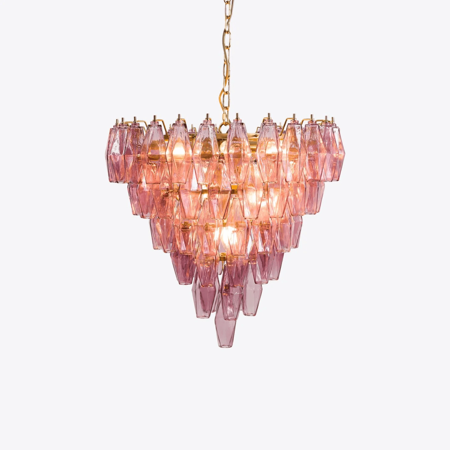 Aurora Chandelier Pink Faceted Glass Layered Vintage-Neutral Decor