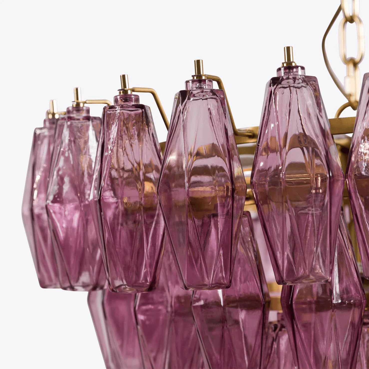 Aurora Chandelier Pink Faceted Glass Layered Vintage-Neutral Decor