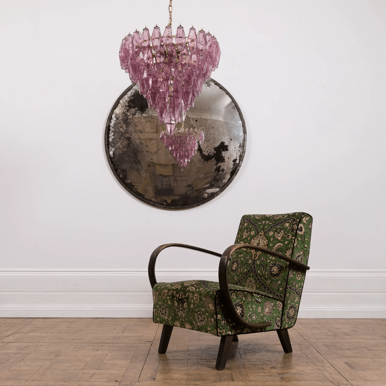 Aurora Chandelier Pink Faceted Glass Layered Vintage-Neutral Decor