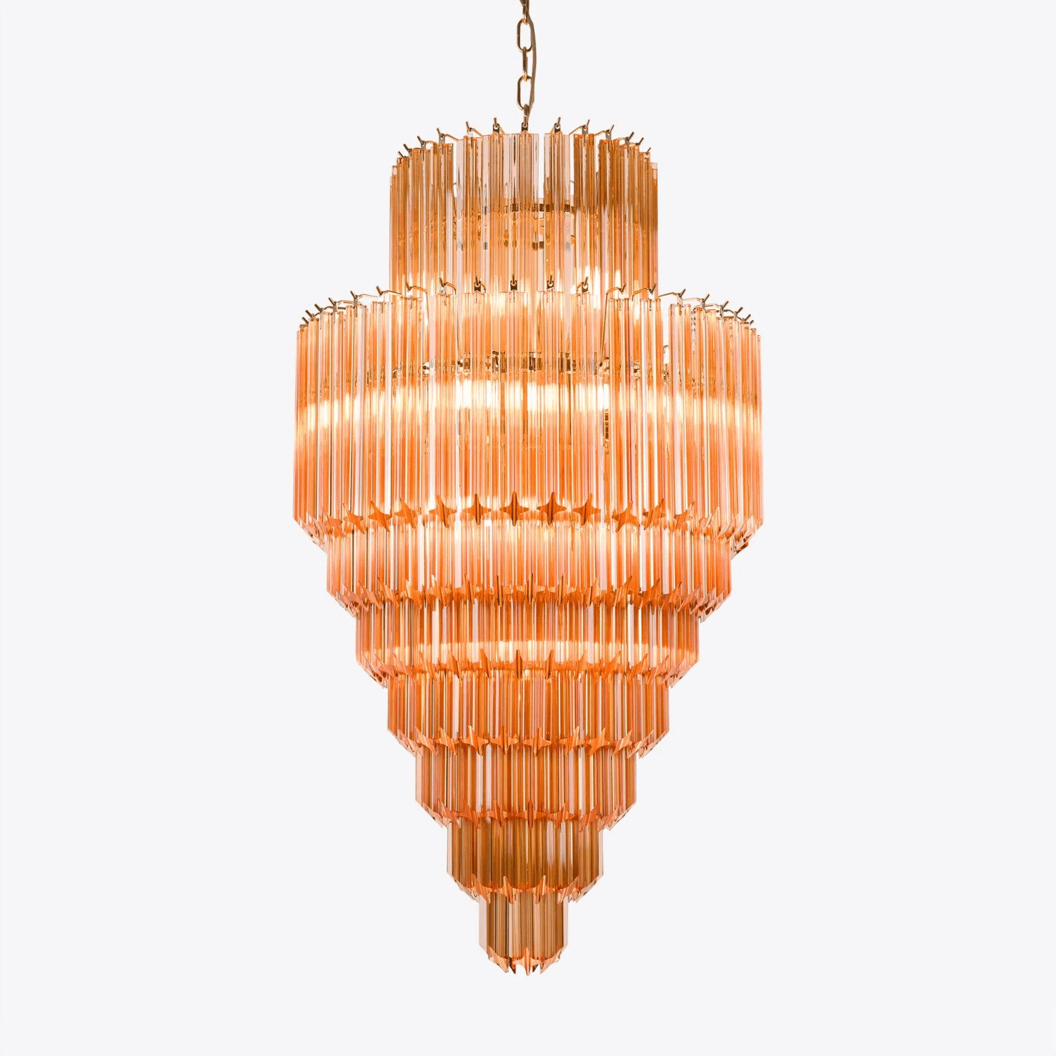 Aurora Chandelier Amber Diamond Glass Layered Retro-Neutral Decor