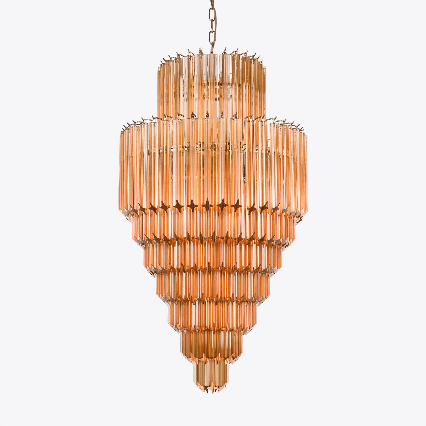 Aurora Chandelier Amber Diamond Glass Layered Retro-Neutral Decor