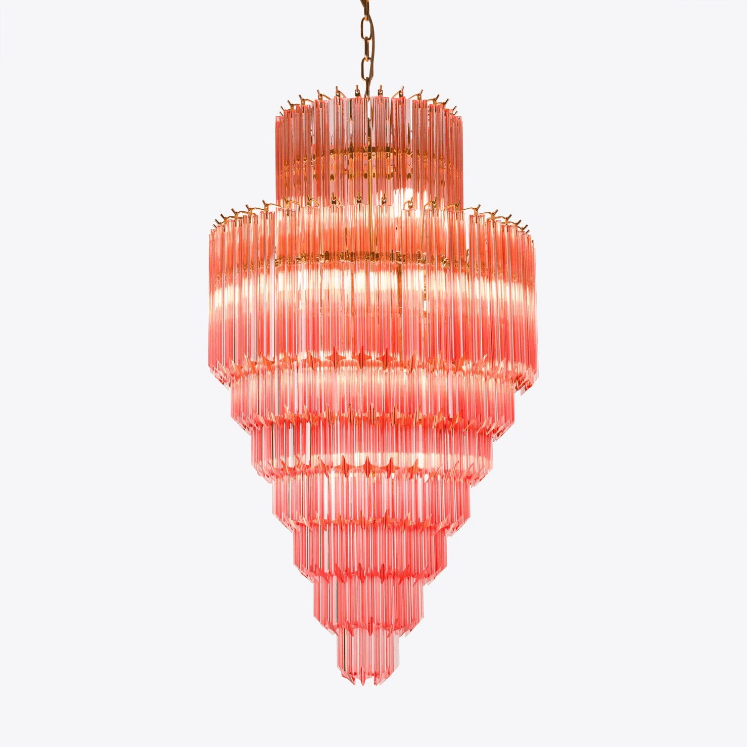 Aurora Chandelier Amber Diamond Glass Layered Retro-Neutral Decor